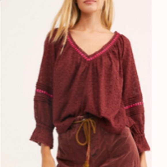 NWOT Free People Darcy Eyelet Blouse Sz S.